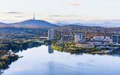 Aerial view of Canberra, ACT from Belconnen in the morning - Australia